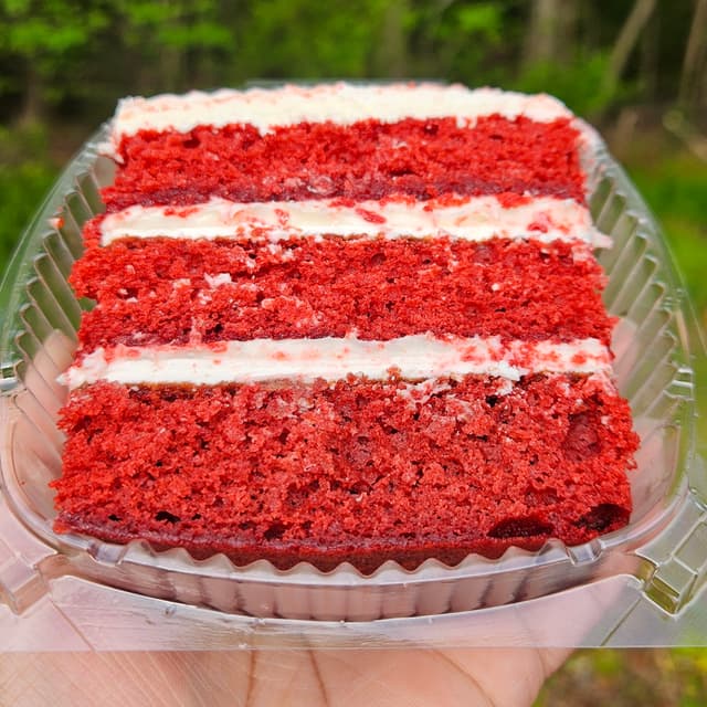 Red Velvet Vanilla Cake Slice